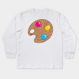 Pansexual Pride Paint Pallet Kids Long Sleeve T-Shirt